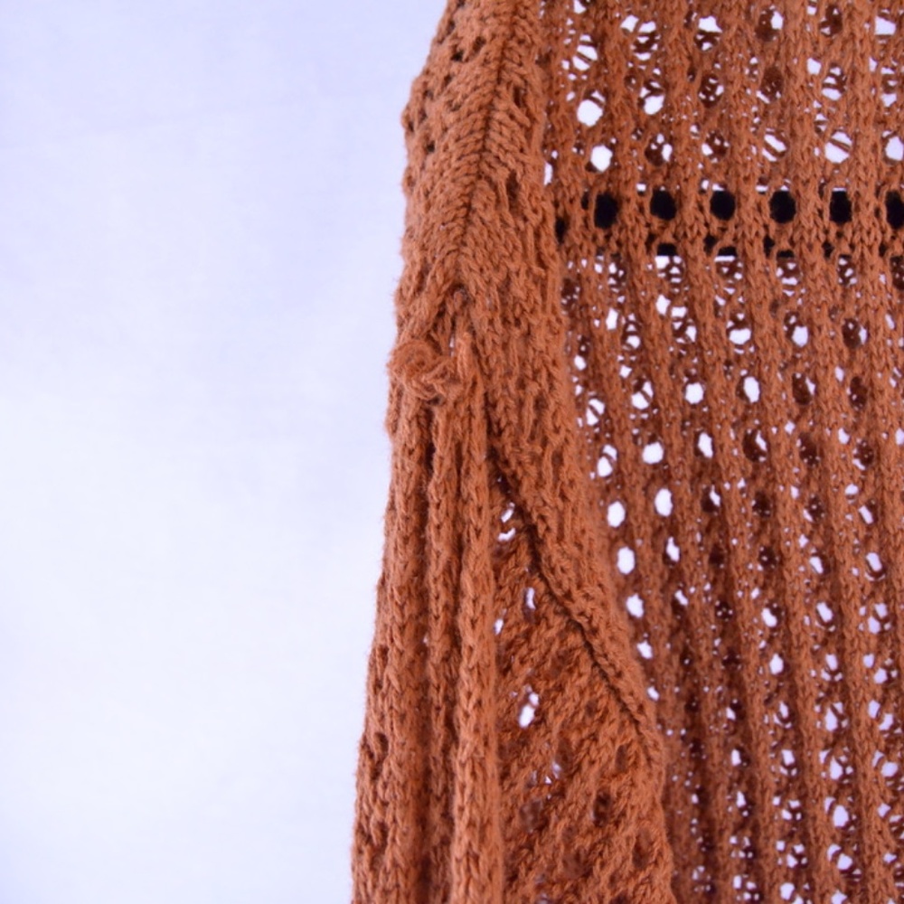 Jeanne Pierre burnt orange open knit sweater sz M - Picture 5 of 7